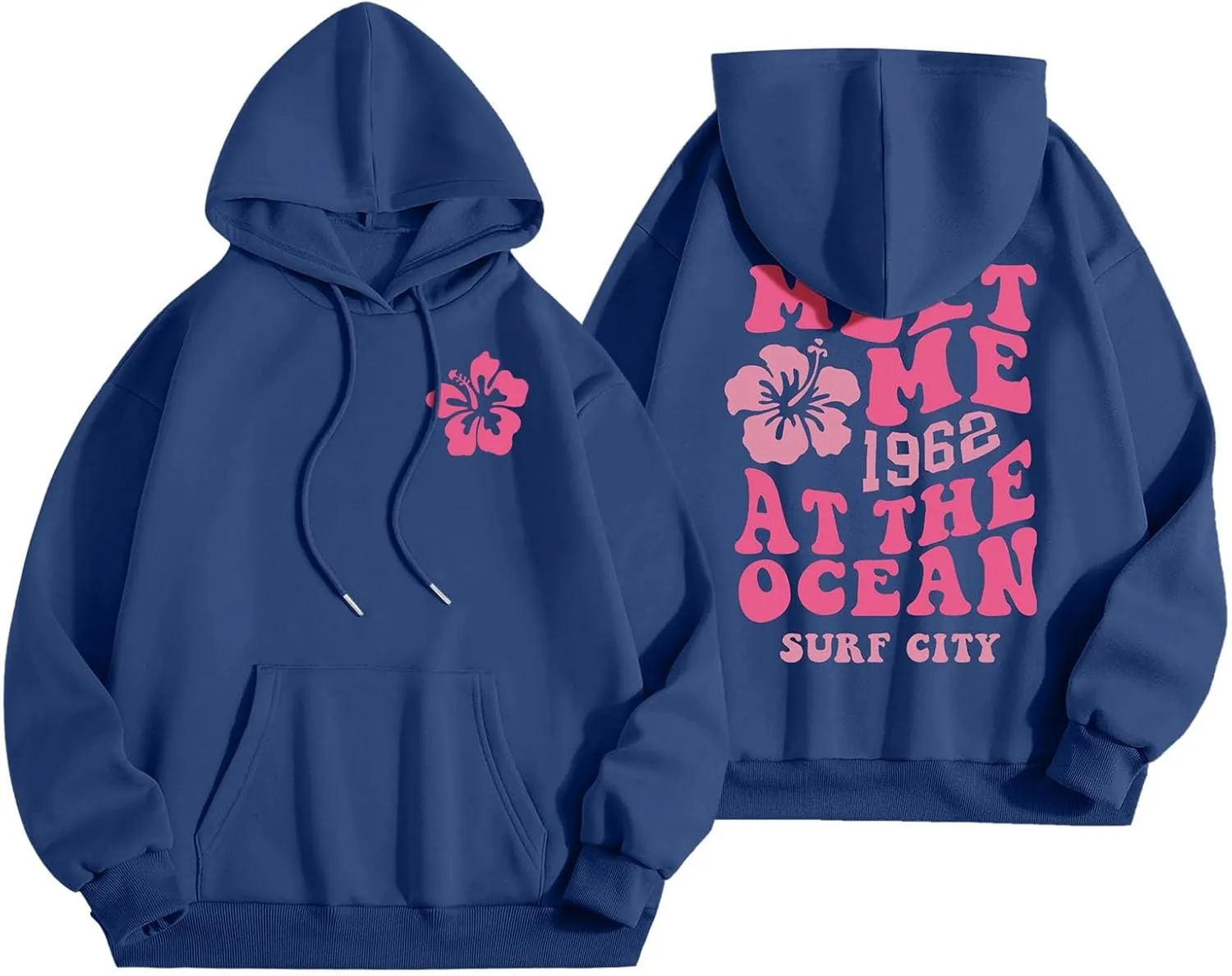Oversized Hoodies For Women Long Sleeve Drawstring Letter Graphic Hoodies Palm Puff Fall Fashion Pullover Sweatshirt