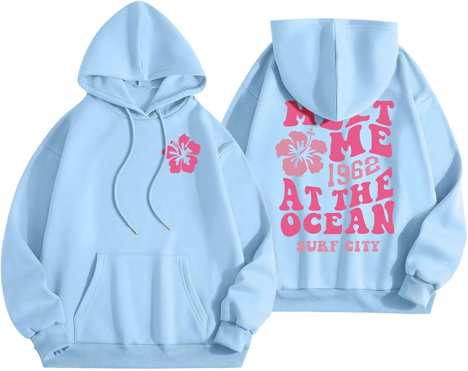 Oversized Hoodies For Women Long Sleeve Drawstring Letter Graphic Hoodies Palm Puff Fall Fashion Pullover Sweatshirt