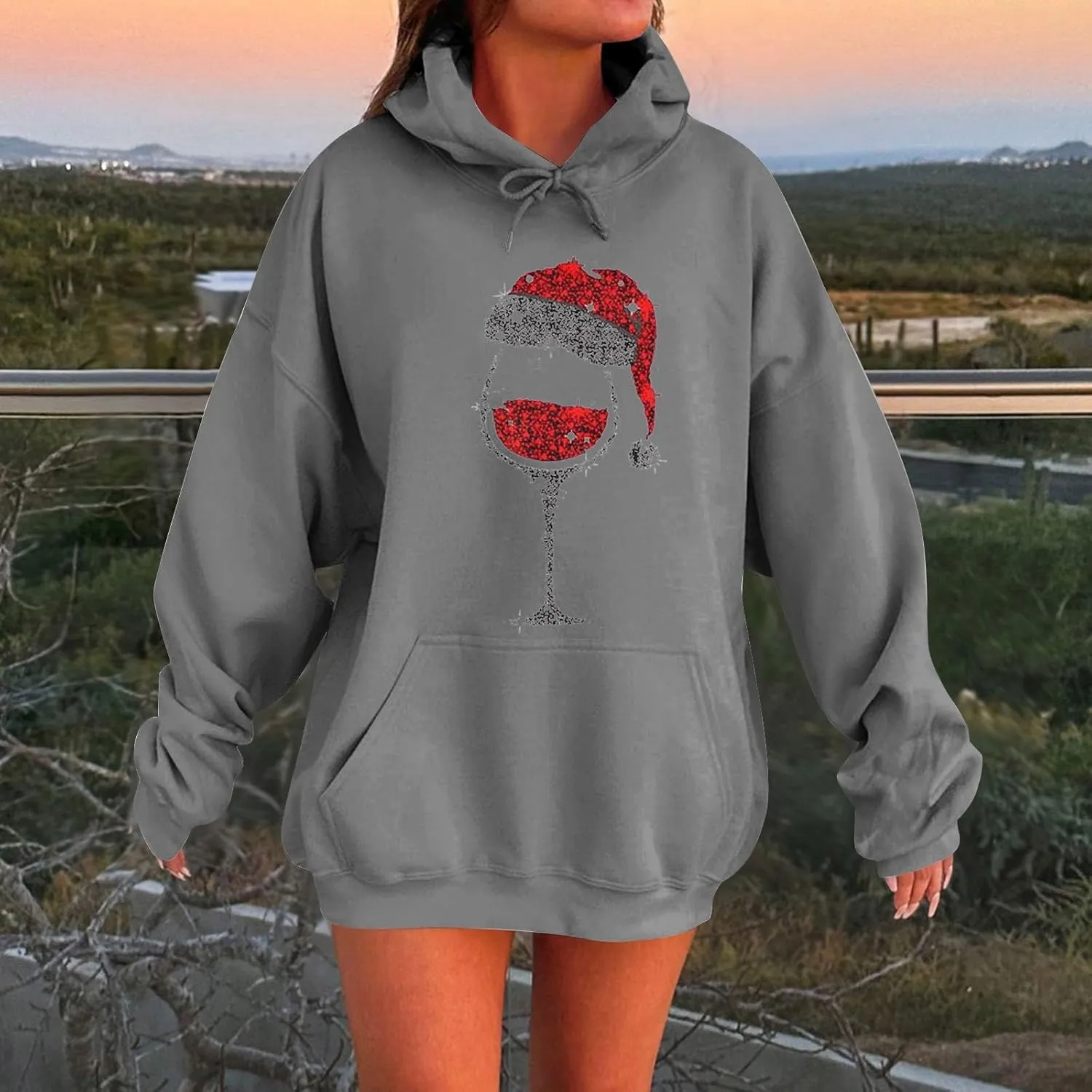 Oversized Hoodies For Women Plus Size Sweatshirt Trendy Pullover Long Sleeve Drawstring With Pockets Winter Clothes