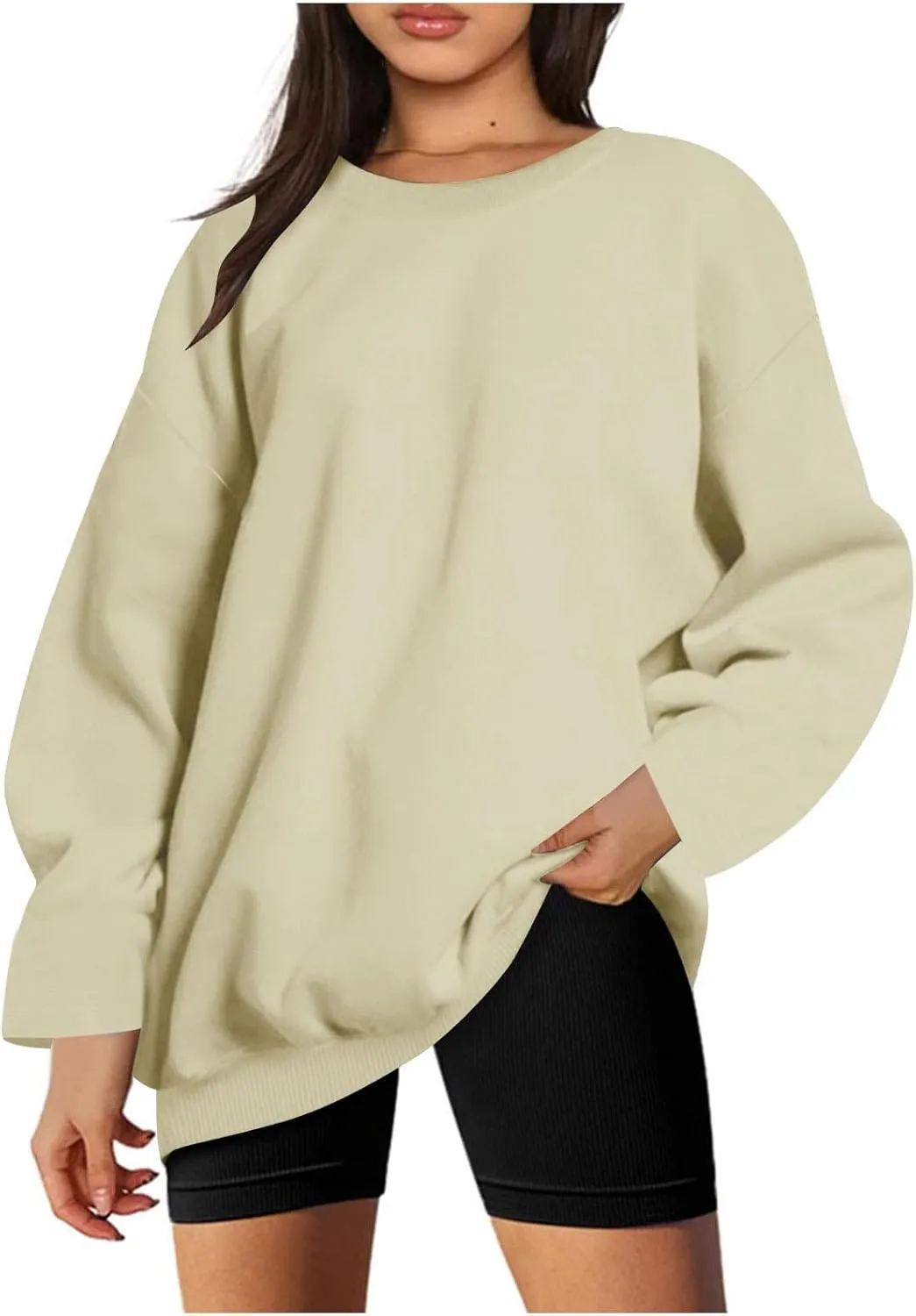 Oversized Pullover Sweatshirt for Women, Crew Neck Long Sleeve Sweatshirts Fall Fashion Outfits for Women 2024