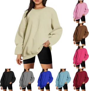 Oversized Pullover Sweatshirt for Women, Crew Neck Long Sleeve Sweatshirts Fall Fashion Outfits for Women 2024