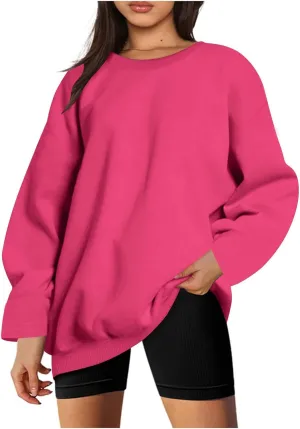 Oversized Pullover Sweatshirt for Women, Crew Neck Long Sleeve Sweatshirts Fall Fashion Outfits for Women 2024