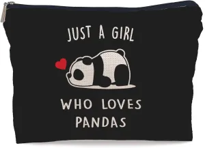 Panda Bear Cosmetic Makeup Bag, Cute Portable Travel Storage for Women, Adults, Female, 7.5 x 10 Inches, Panda-B, Cartoon Synthetic Fabric, 1 Count, Rectangular, Makeup Bag