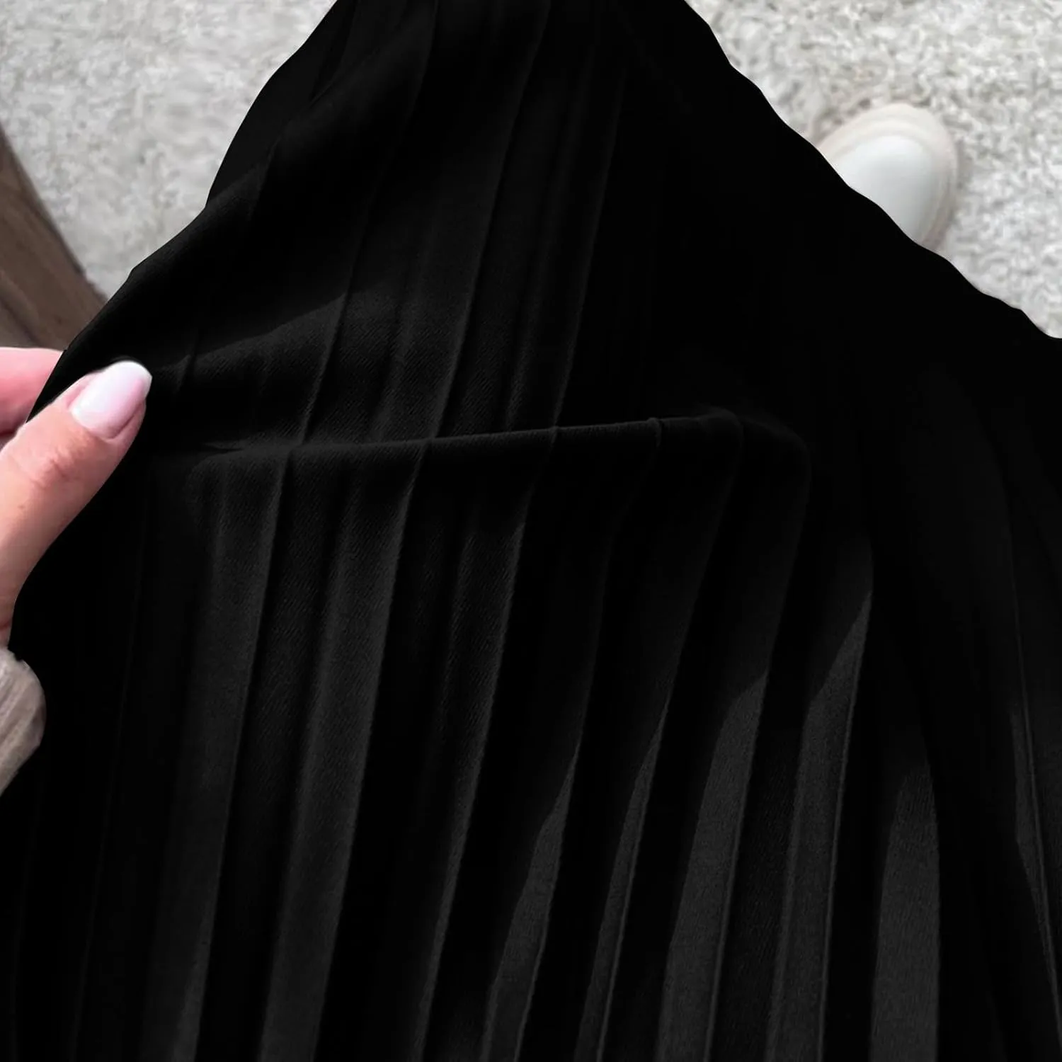 Pleated Midi Skirt Fall Winter High Waist Swing Skirts Elegant Solid Color Half Skirt Flowy a Line Ruffle Skirts