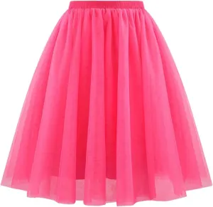 Plus Size Skater Skirt Waist Pleated Mesh Skirt Soft Drape Mid Length Skirt Large Size A Line Skirt Skirt Leg