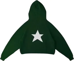 Pullover Knit Sweater Grunge Graphic Star Hooded Sweatshirts Women Y2k Oversized Streetwear Hoodies