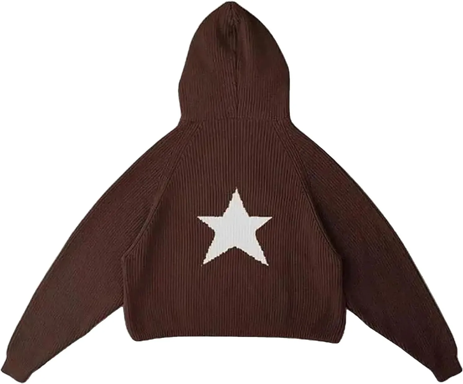 Pullover Knit Sweater Grunge Graphic Star Hooded Sweatshirts Women Y2k Oversized Streetwear Hoodies