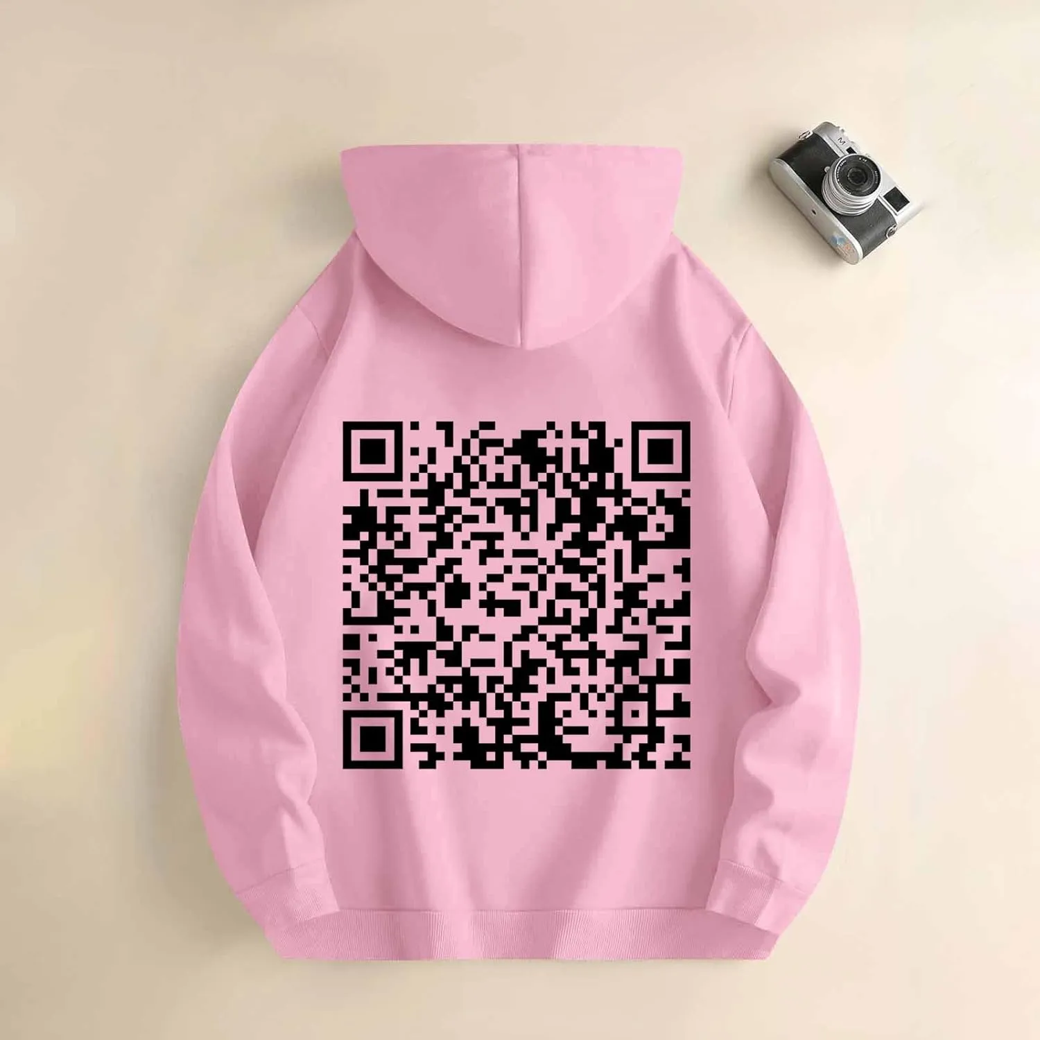 Qr Code Hoodie for Men Women Funny Fuck You Qr Code Graphic Drawstring Trendy Oversized Sweatshirt Pullover