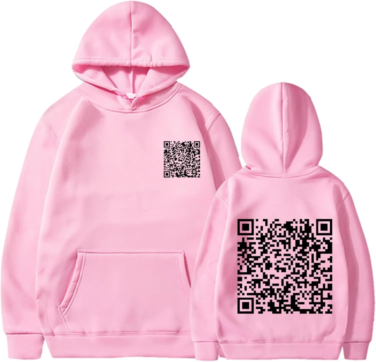 Qr Code Hoodie for Men Women Funny Fuck You Qr Code Graphic Drawstring Trendy Oversized Sweatshirt Pullover