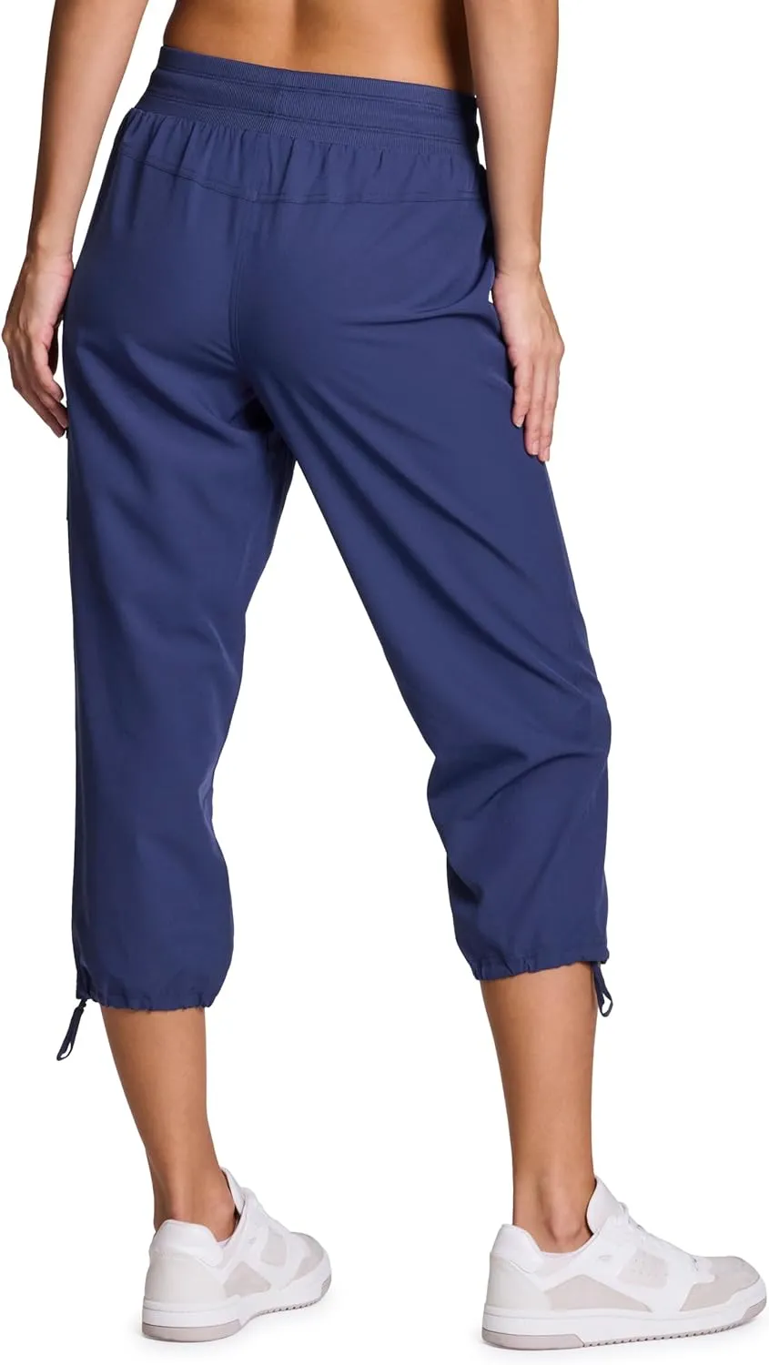 RBX Active Women's Cargo Capri Pant with Pockets Fashion Lightweight Woven with Drawstring