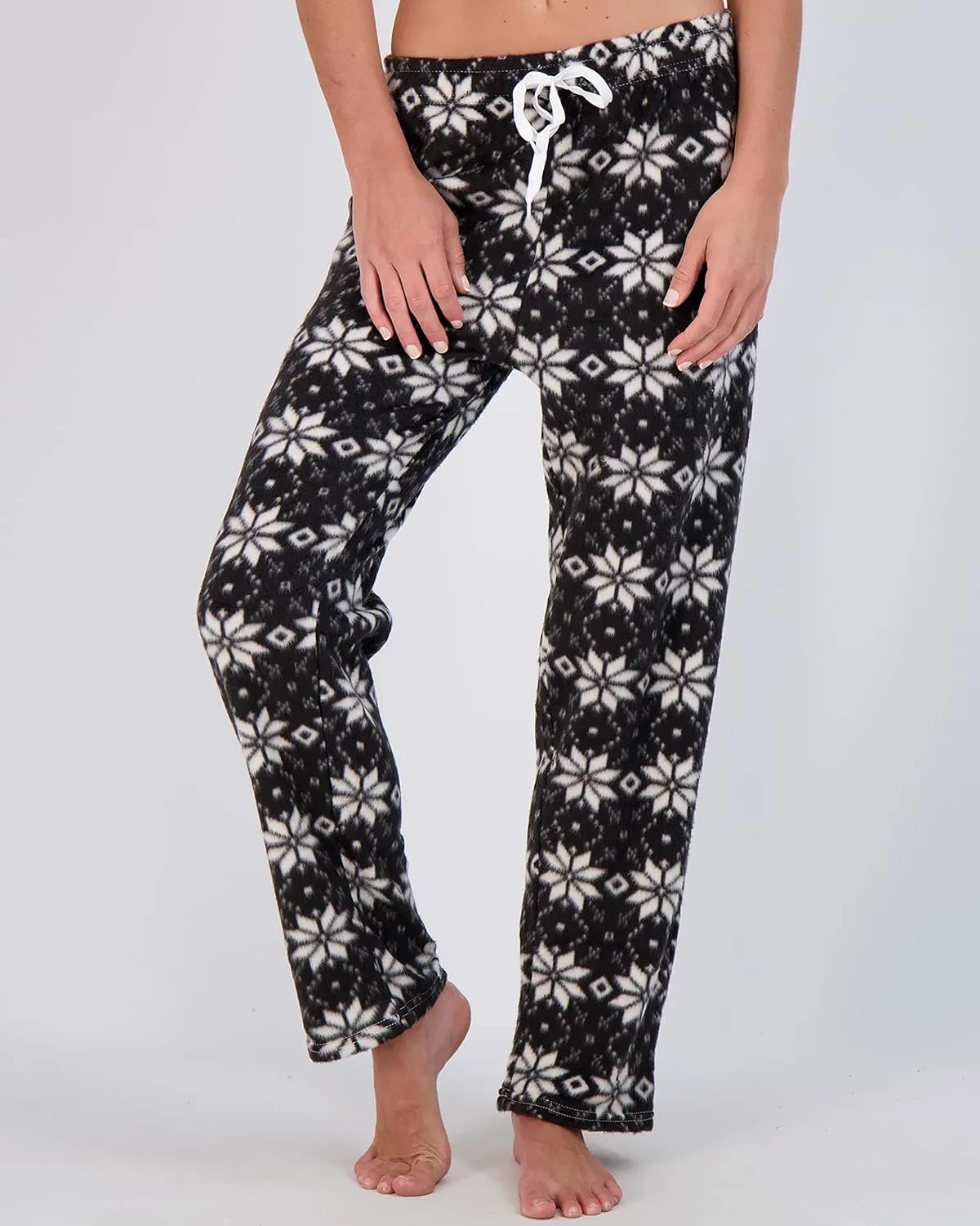 Real Essentials 3 Pack: Womens Fleece Ultra-Soft Comfy Pajama Lounge Pants Sleepwear (Available in Plus Size)