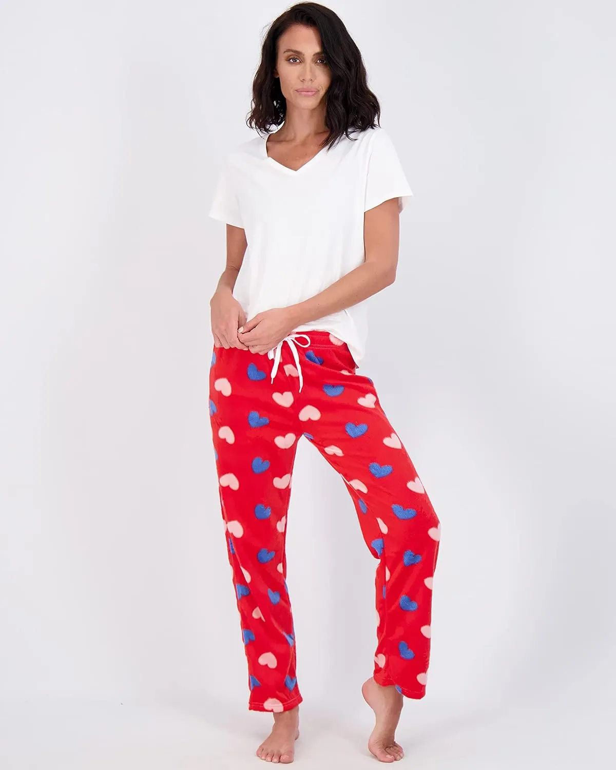 Real Essentials 3 Pack: Womens Fleece Ultra-Soft Comfy Pajama Lounge Pants Sleepwear (Available in Plus Size)