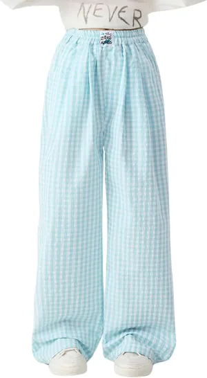 Rolanko Girls Wide Leg Pants Flowy Loose Fit Palazzo Pants for Girls Kids Linen Trousers Casual Beach 6-14Y