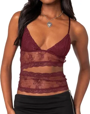 Sexy Lace Cami Tops for Women V Neck Y2k Spaghetti Strap Crop Top Sleeveless Bustier Camisole Tank Trendy 2025