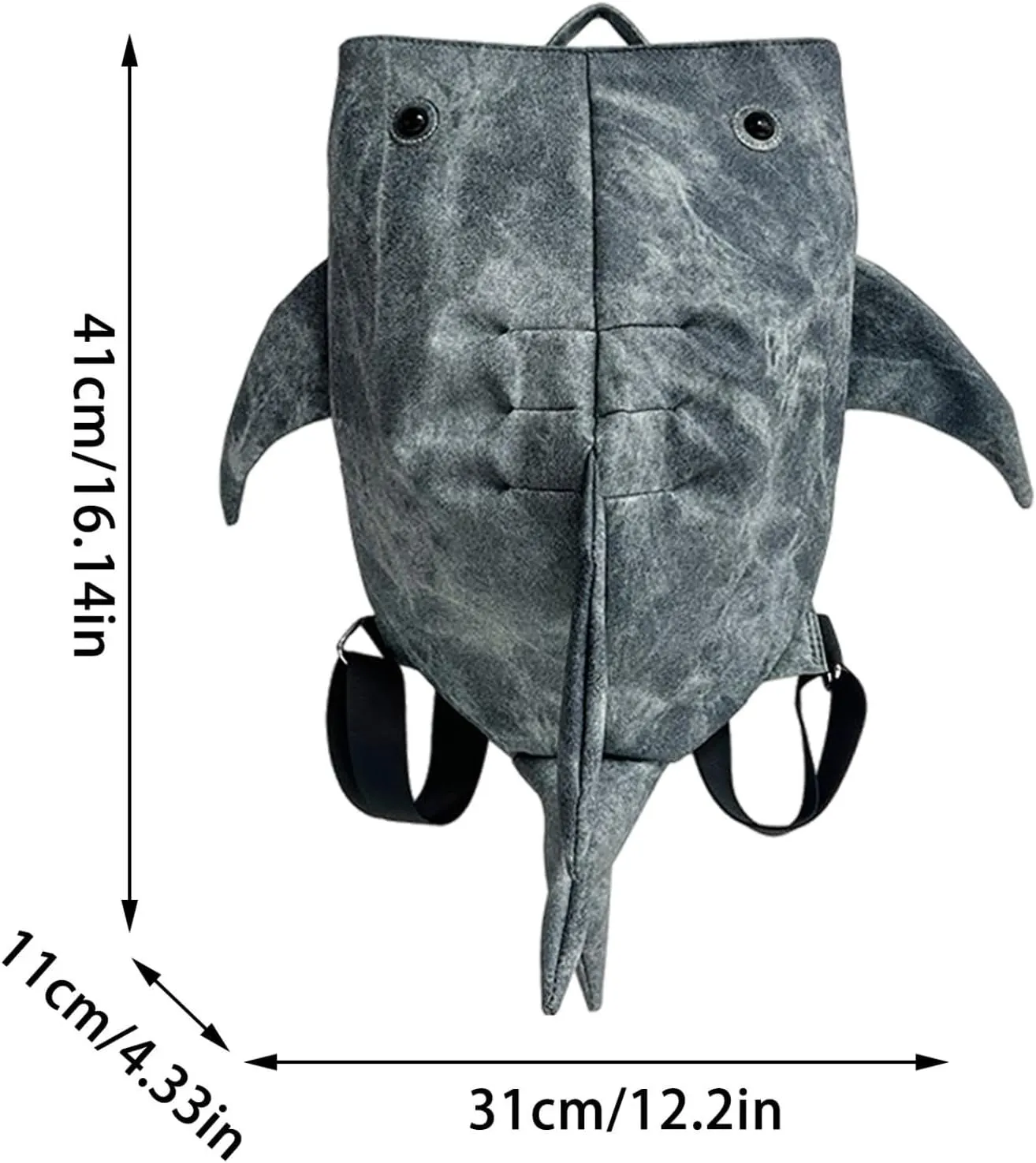 Shark Backpack, 3D Creative Shark Daypack with USB Charging Port, Lightweight Laptop Knapsack for School, Hiking, Travel (Light Grey)