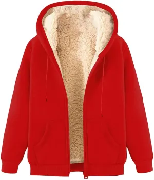 Sherpa Lined Jackets for Men Zip Up Hoodies Casual Oversized Fleece Jacket Trendy Y2K Hoodie Warm Winter Coat Pocket