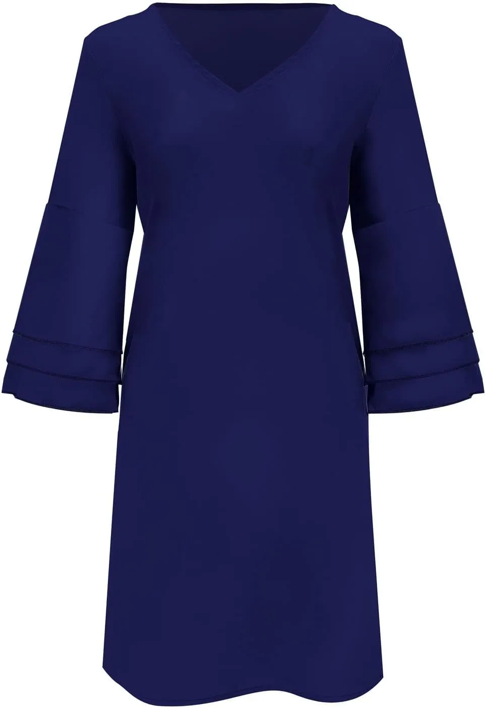 Shift Dress for Women Casual V Neck Loose Swing Mini Dress Layered Ruffles 3/4 Sleeve Casual Summer Floral Sundress