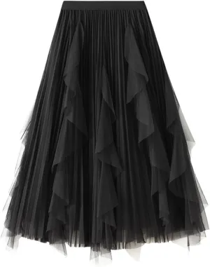 Skirt for Women Elastic Waist Tiered Maxi Skirt A-Line High Waist Long Skirt Bohemian Print Casual Beach Outfits