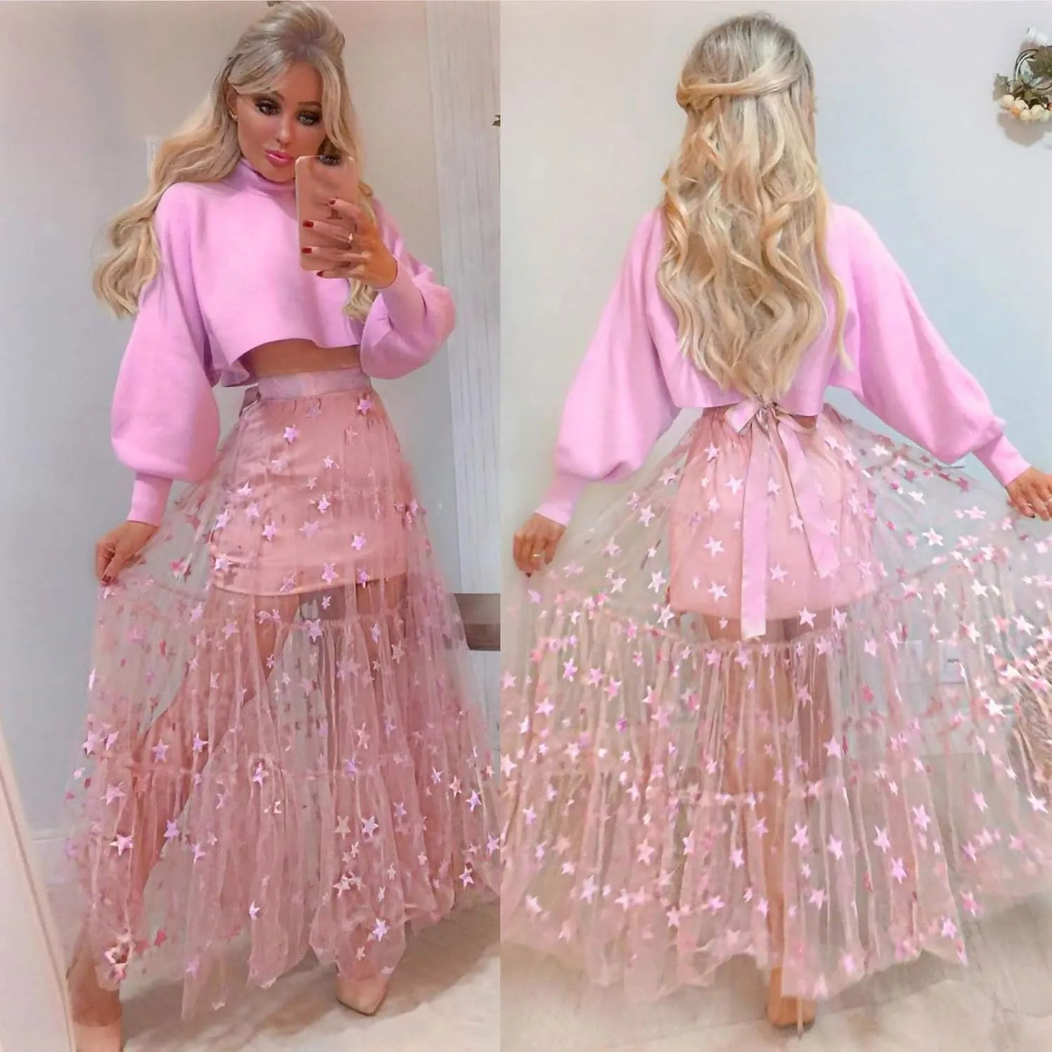 Skirts for Women Casual Sheer Style Midi Skirts High Waist Elegant Skirt Preppy Plaid Ankle Pleated Cheer Skirt