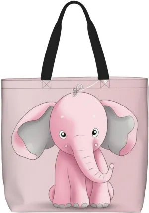 Small Elephant Tote Bag for Women Hobo Handbags with Zipper Large Shoulder Bag Shopping Bags Travel Purse
