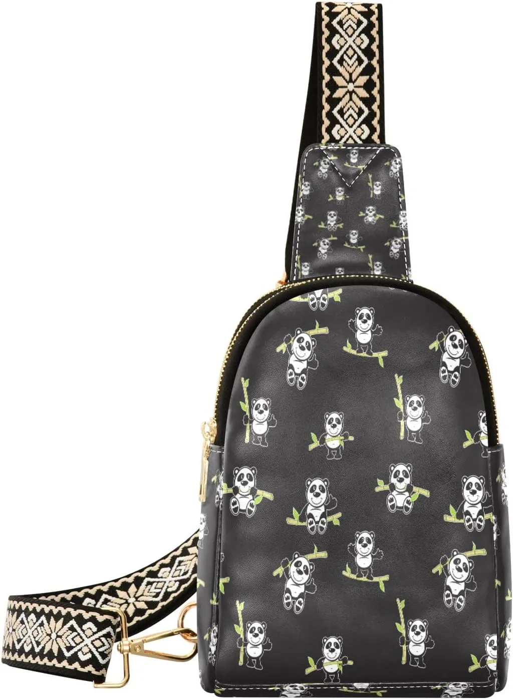 Small Sling Bag Waist Packs Leather Crossbody Packs Chest Bag Cute Panda for Women Travel Belt Purse