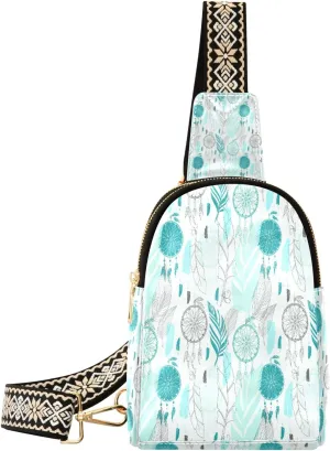Small Sling Bag Waist Packs Leather Crossbody Packs Chest Bag Dream Net for Women Travel Belt Purse