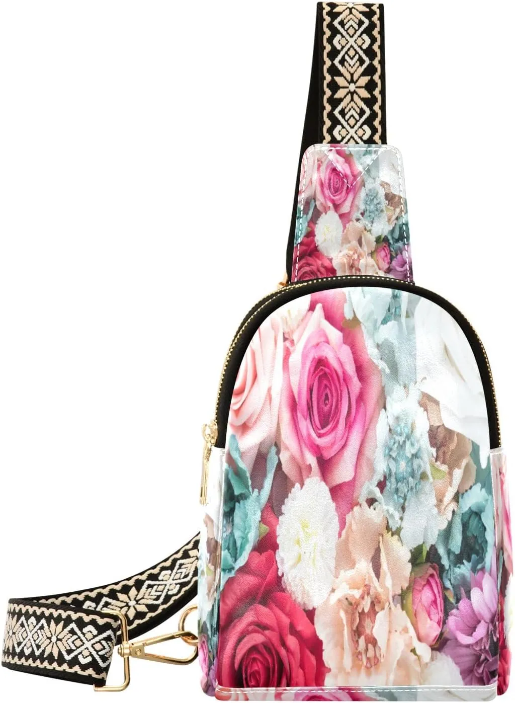 Small Sling Bag Waist Packs Leather Crossbody Packs Chest Bag Kinds Flower for Women Travel Belt Purse