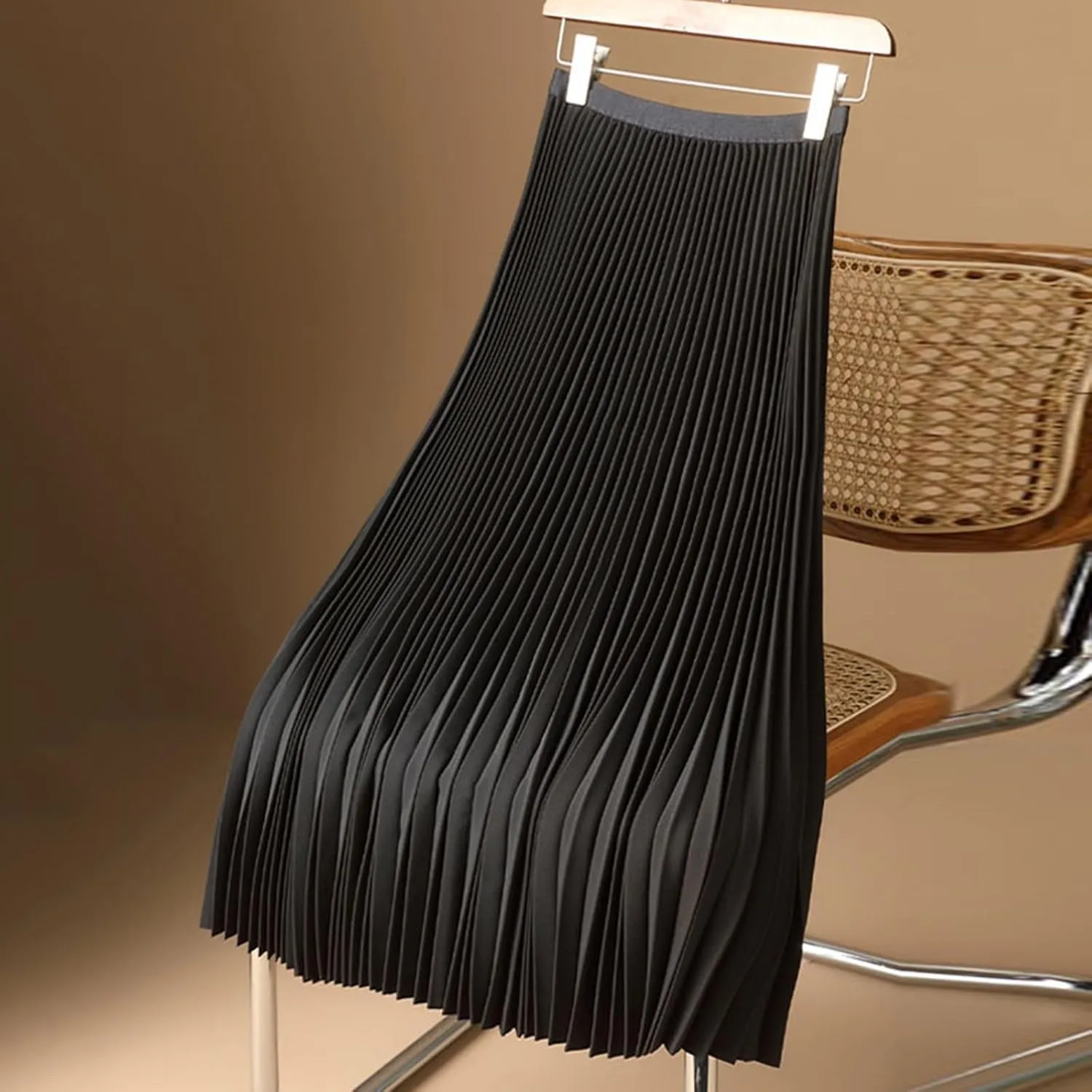 Solid Color Premium Satin Pleated Skirt Plus Size Versatile Skirt Womens Midi Jean Skirts