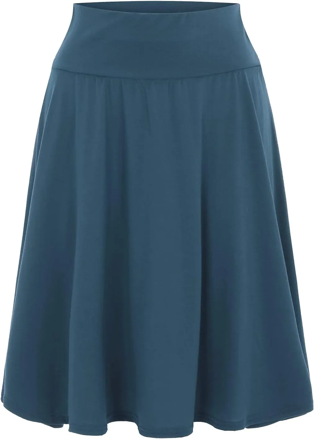 Solid Color Skirts for Women High Waisted Elastic Waist Midi Length Casual Skirt with Flowy Silhouette and Lightweight Fabric