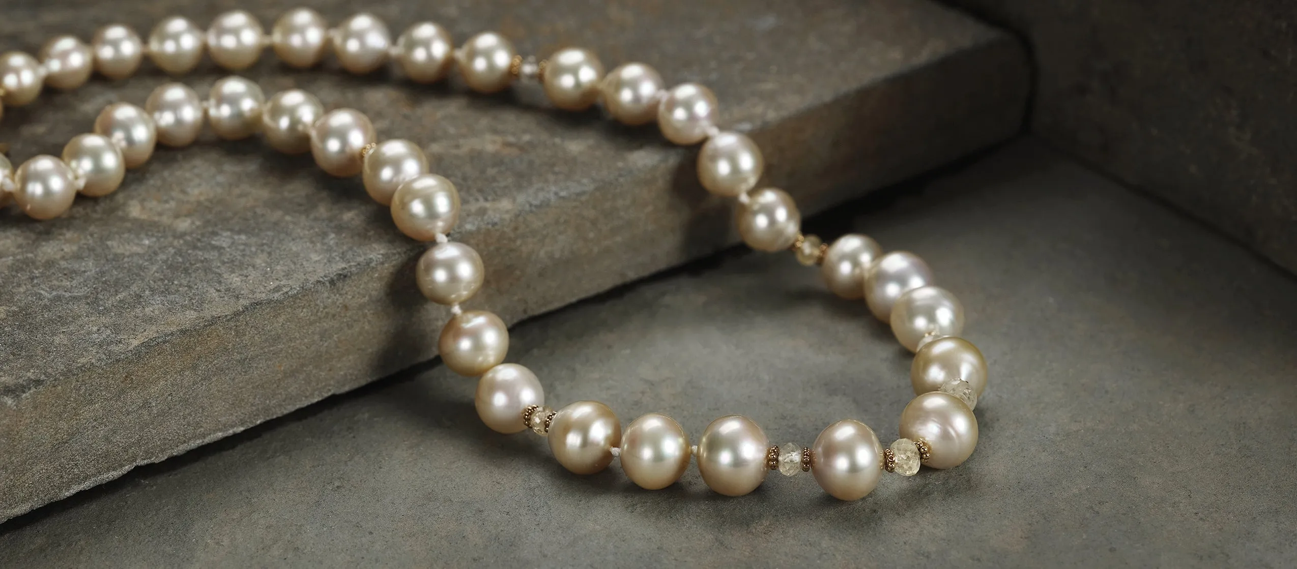 South Sea Pearl, Songea Sapphire, and Gold Necklace