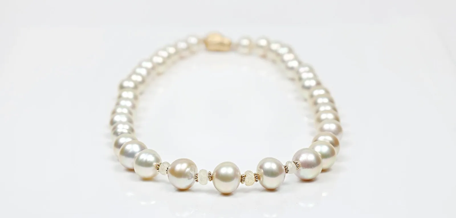 South Sea Pearl, Songea Sapphire, and Gold Necklace