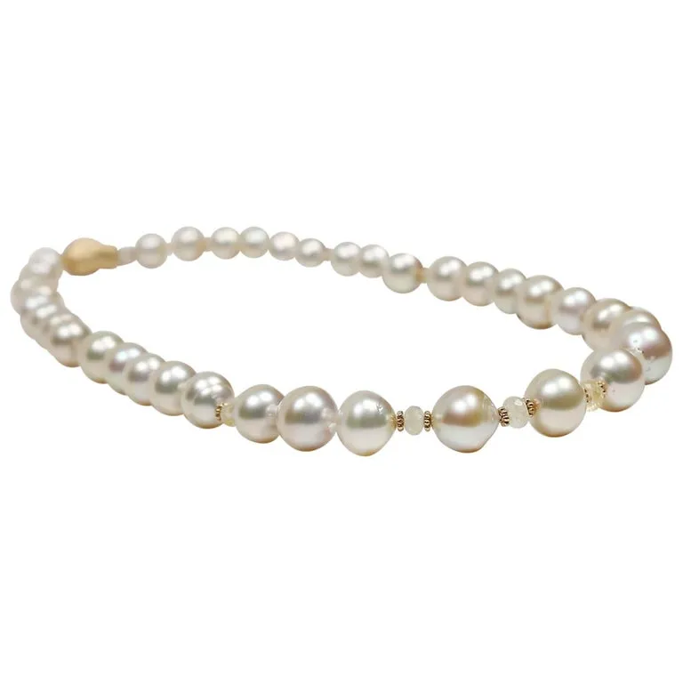 South Sea Pearl, Songea Sapphire, and Gold Necklace