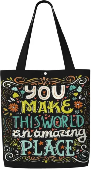 Stay Groovy Canvas Tote Bag Shoulder Bag For Women'S Reusable Tote Bag For Shopping Camping