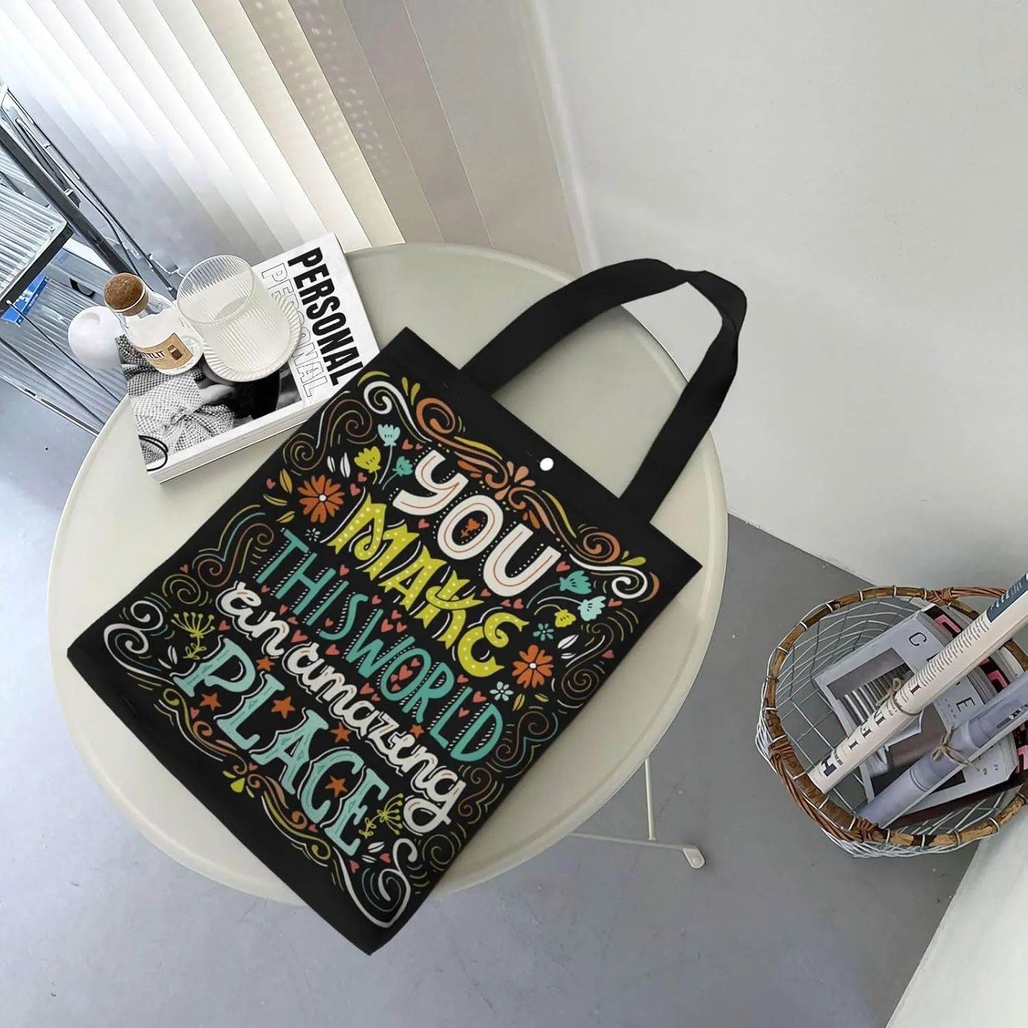 Stay Groovy Canvas Tote Bag Shoulder Bag For Women'S Reusable Tote Bag For Shopping Camping