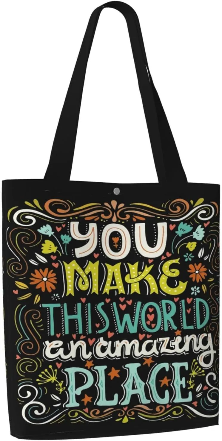 Stay Groovy Canvas Tote Bag Shoulder Bag For Women'S Reusable Tote Bag For Shopping Camping