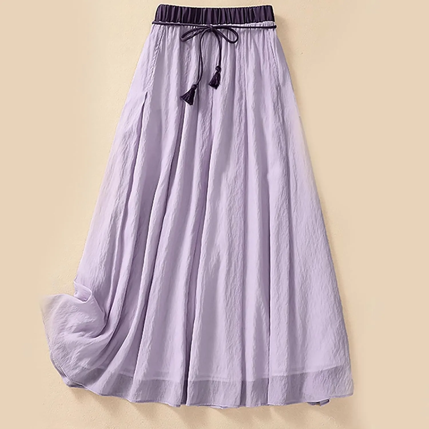 Summer Skirts for Women Drawstring Cinch Waisted Skirt Trending Cotton Linen Baggy Plus Size Skirts A Line Skirt