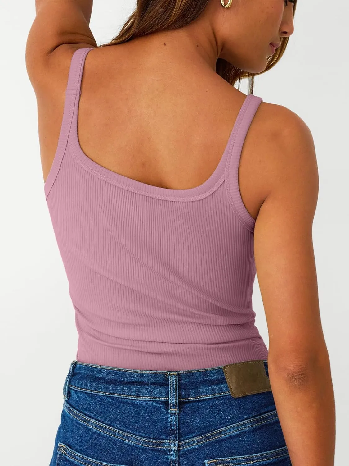 SUNBS Tank Tops for Women Ribbed Spaghetti Strap Camisole Racerback Summer Workout Tops Trendy Clothes Going Out 2025 3Pack