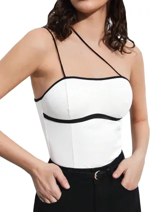 SweatyRocks Women's Asymmetrical Neck Sleeveless Cami Top Spaghetti Strap Slim Fitted Camisole