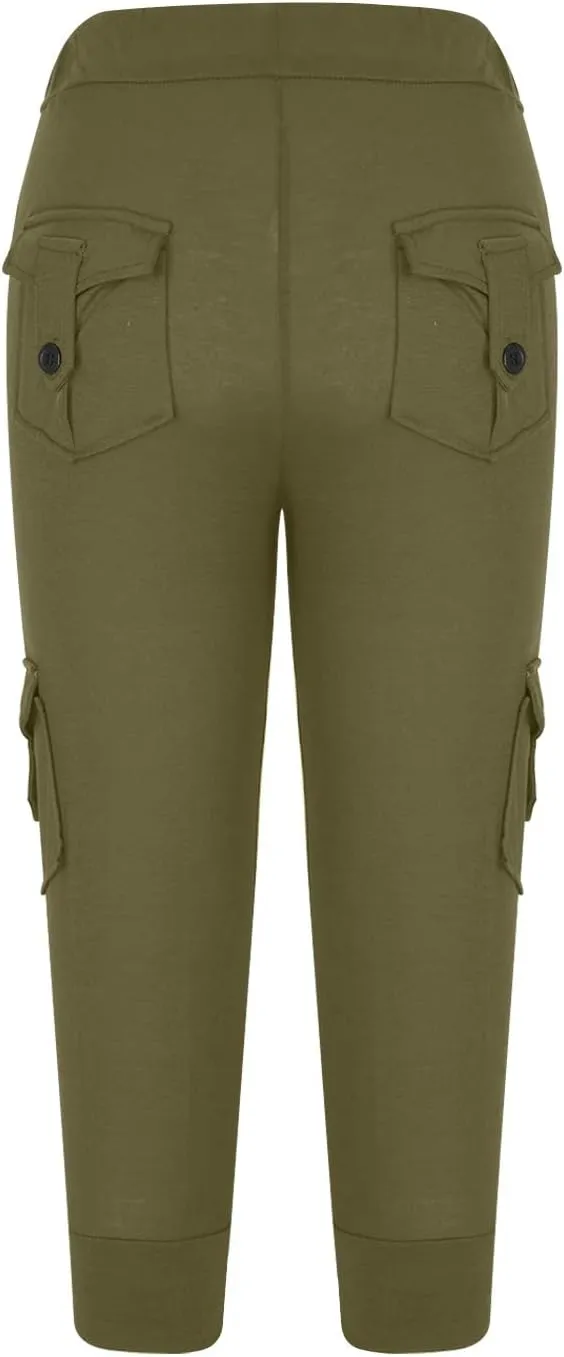 TARIENDY Cargo Capris for Women Plus Size Athletic Workout Cropped Trousers Lightweight Stretchy Jogger Pants with Pockets