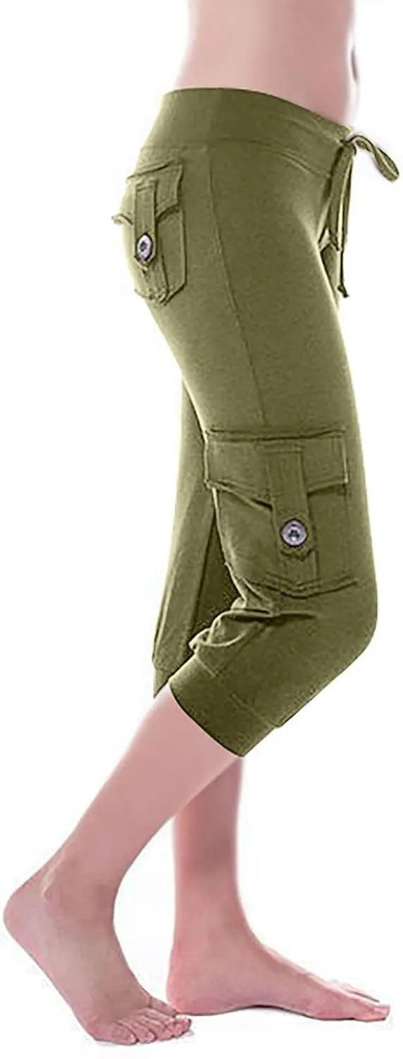 TARIENDY Cargo Capris for Women Plus Size Athletic Workout Cropped Trousers Lightweight Stretchy Jogger Pants with Pockets