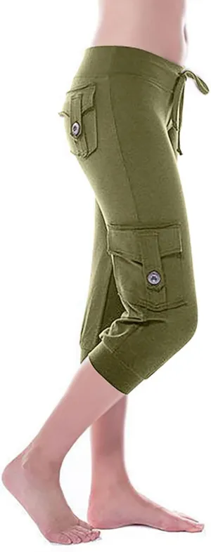 TARIENDY Cargo Capris for Women Plus Size Athletic Workout Cropped Trousers Lightweight Stretchy Jogger Pants with Pockets