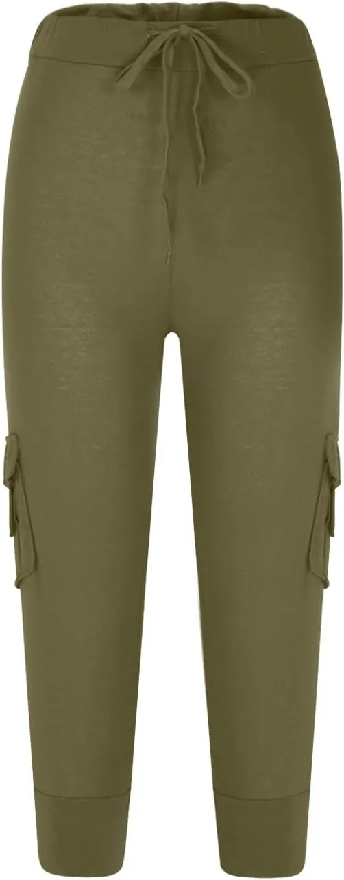 TARIENDY Cargo Capris for Women Plus Size Athletic Workout Cropped Trousers Lightweight Stretchy Jogger Pants with Pockets
