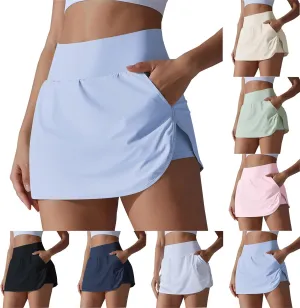 Tennis Gym Skirts for Women with Pockets and Shorts High Waisted Tummy Control Summer Workout Runinng Skorts