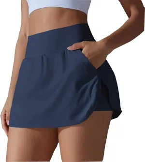Tennis Skirts Women High Waisted Stretchy Smooth Athletic Skirt Lightweight 2025 Solid Color Sun Protection Skort