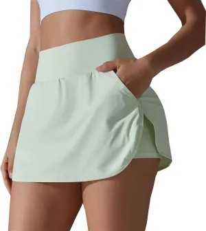 Tennis Skirts Women High Waisted Stretchy Smooth Athletic Skirt Lightweight 2025 Solid Color Sun Protection Skort