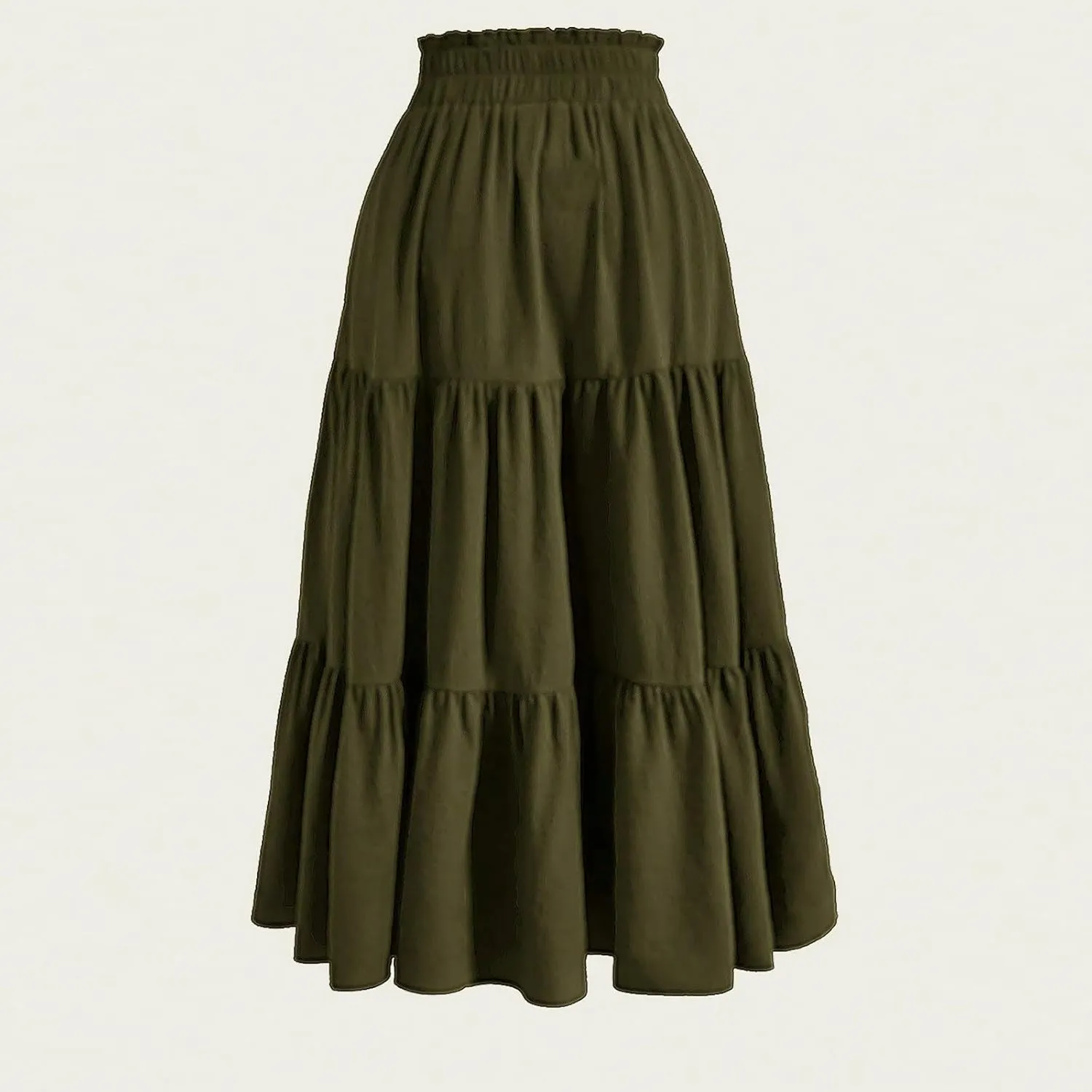 Tiered Maxi Skirts for Women Comfy Ruffle Hem Flowy Swing Long Skorts Elastic High Waisted Summer Cover Ups