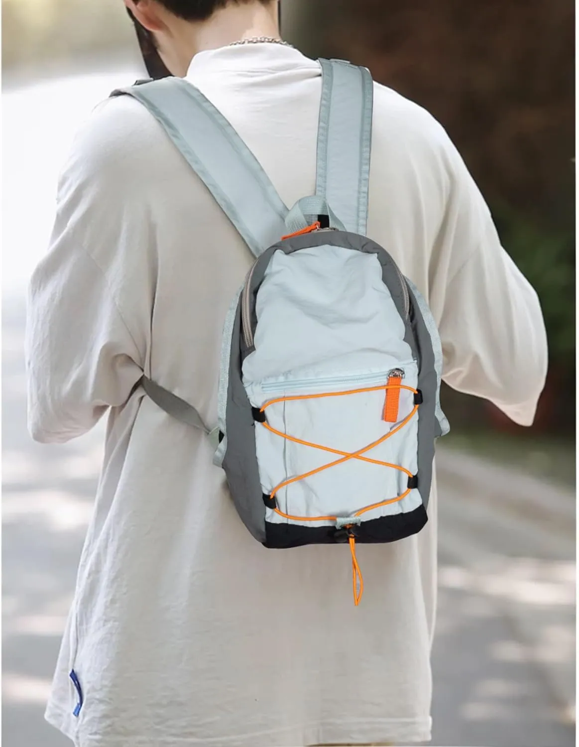 Tilami Mini Backpack for Women and Men, 12inch Casual Daypack Backpacks for Travel,Light Blue