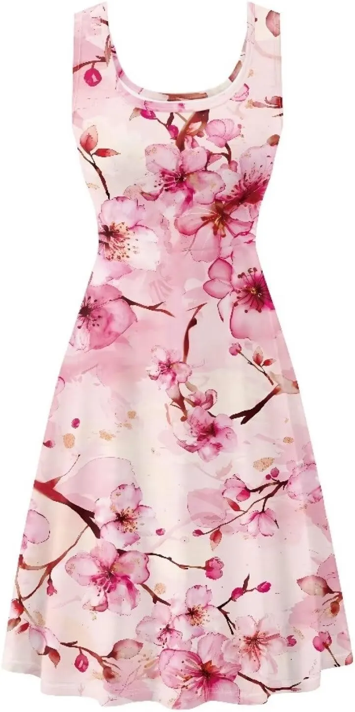 TOADDITDO Womens Summer Sleeveless Tank Dress with 2 Side Pockets XS-4XL Plus Size