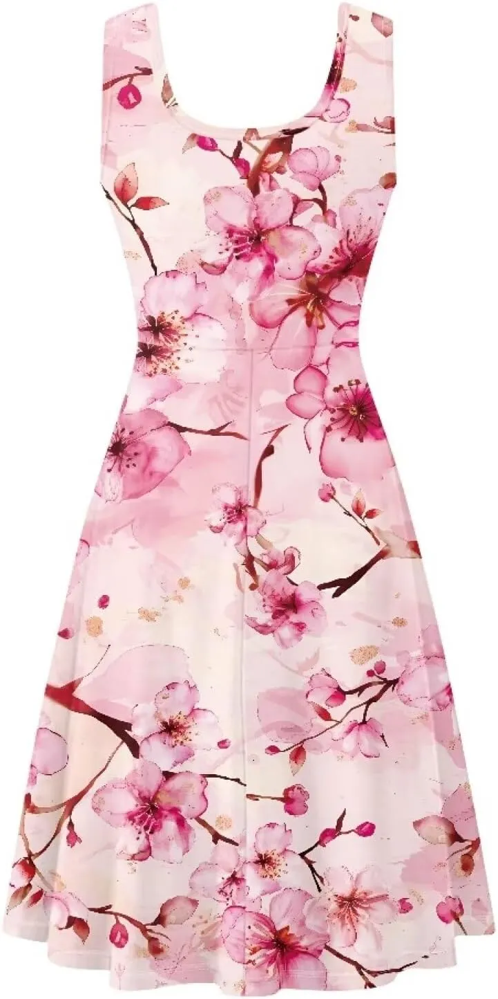 TOADDITDO Womens Summer Sleeveless Tank Dress with 2 Side Pockets XS-4XL Plus Size