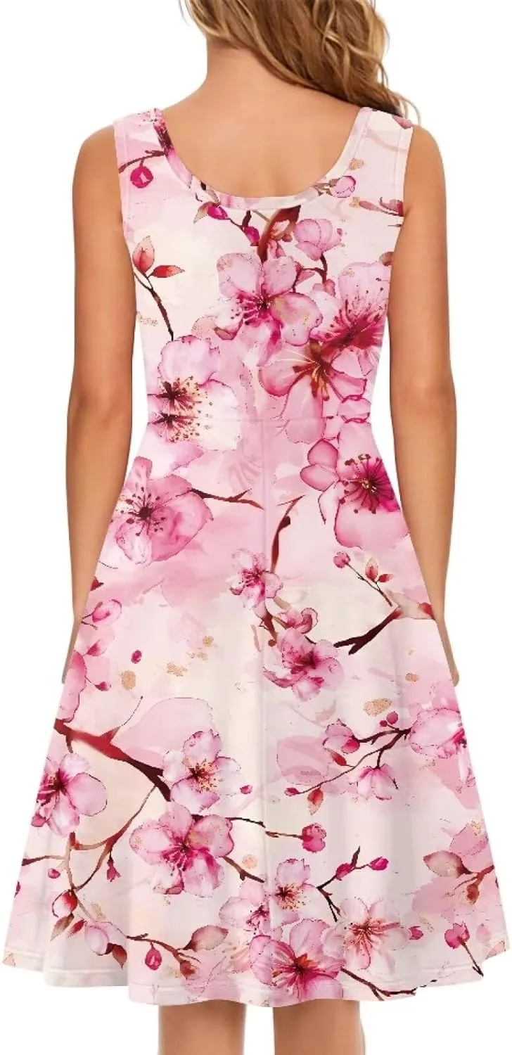 TOADDITDO Womens Summer Sleeveless Tank Dress with 2 Side Pockets XS-4XL Plus Size